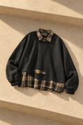Davina Ripped Patchwork Sweater — Black
