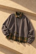 Davina Ripped Patchwork Sweater — Dark Grey