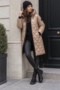 Desiree Quilted Puffer Coat — Beige