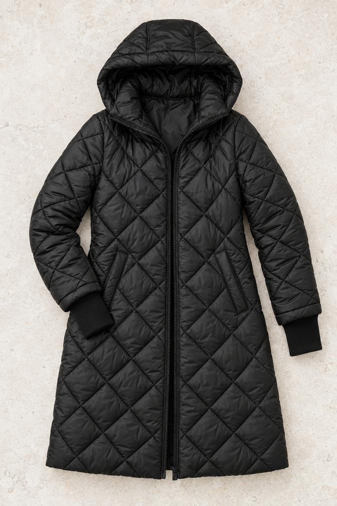 Desiree Quilted Puffer Coat — Black