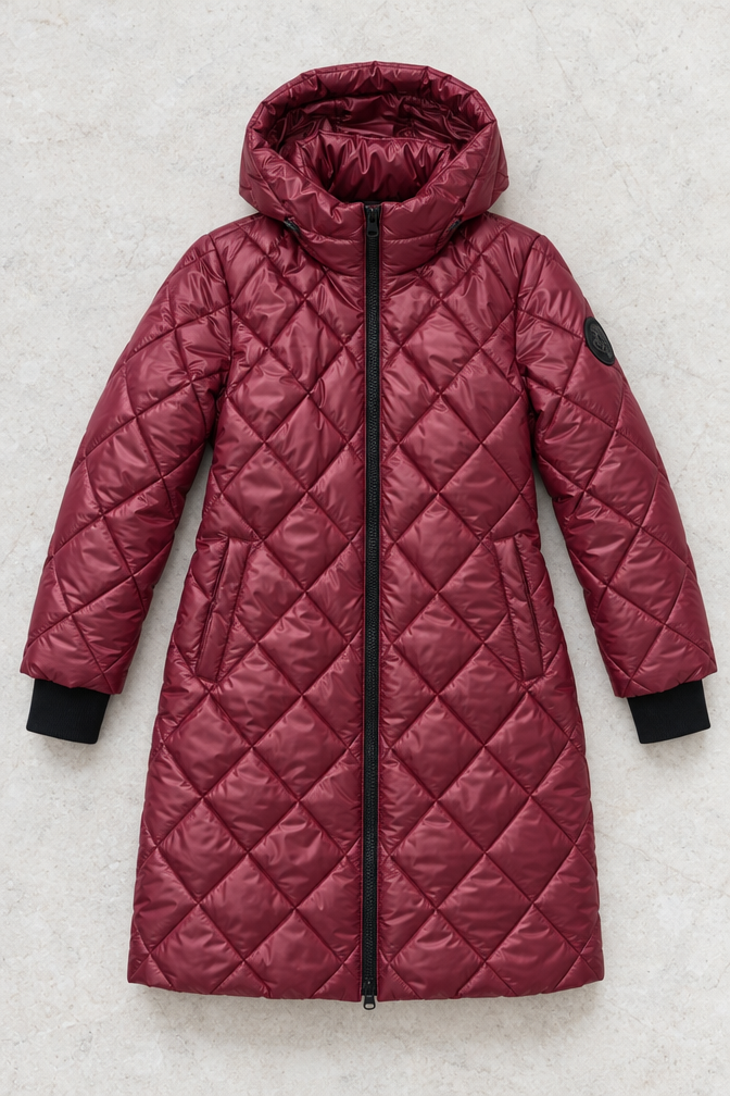 Desiree Quilted Puffer Coat — Red