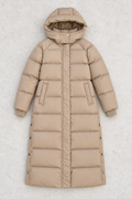 Donatella Long Puffer Coat — Khaki