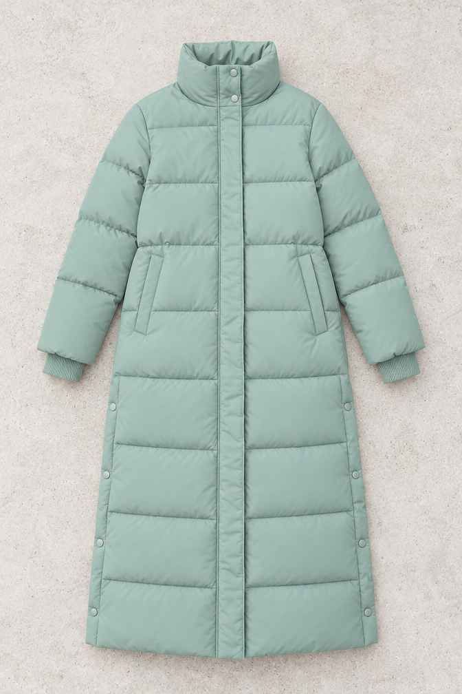 Donatella Long Puffer Coat — Green