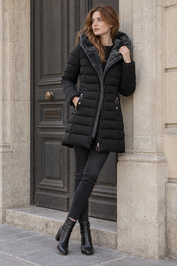 Elena Puffer Coat — Black