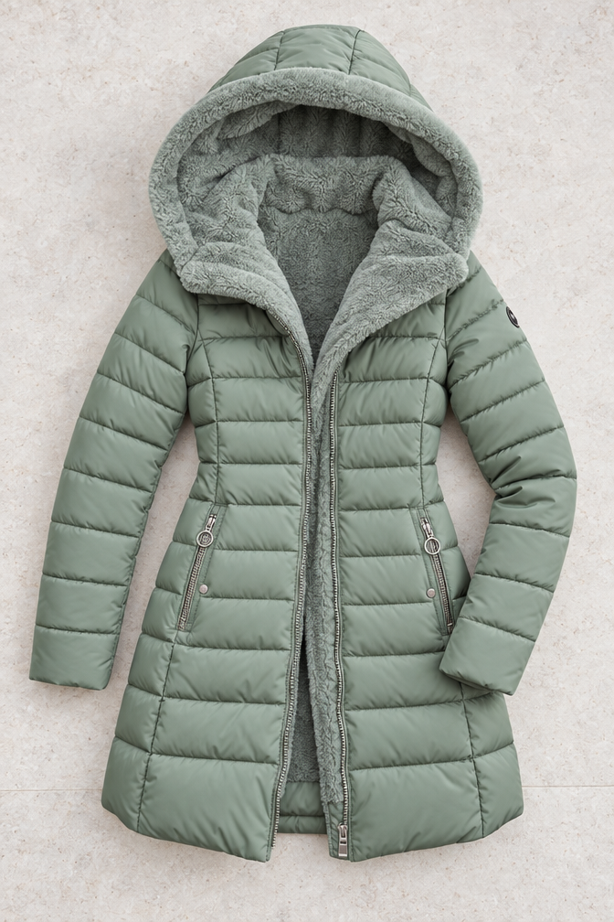 Elena Puffer Coat — Light Green