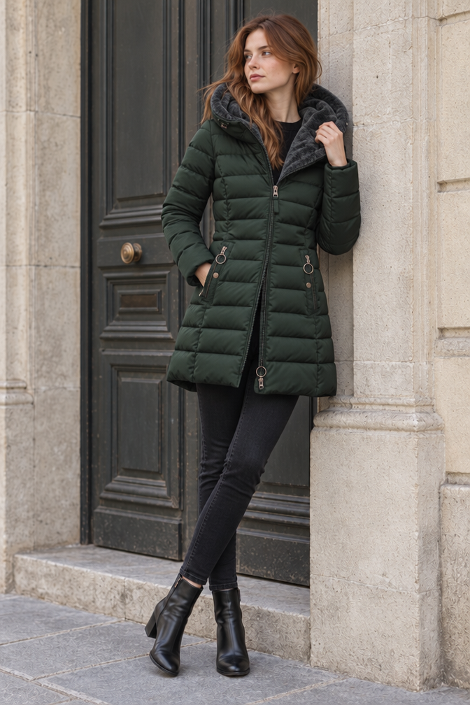 Elena Puffer Coat — Green