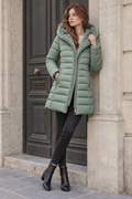 Elena Puffer Coat — Light Green