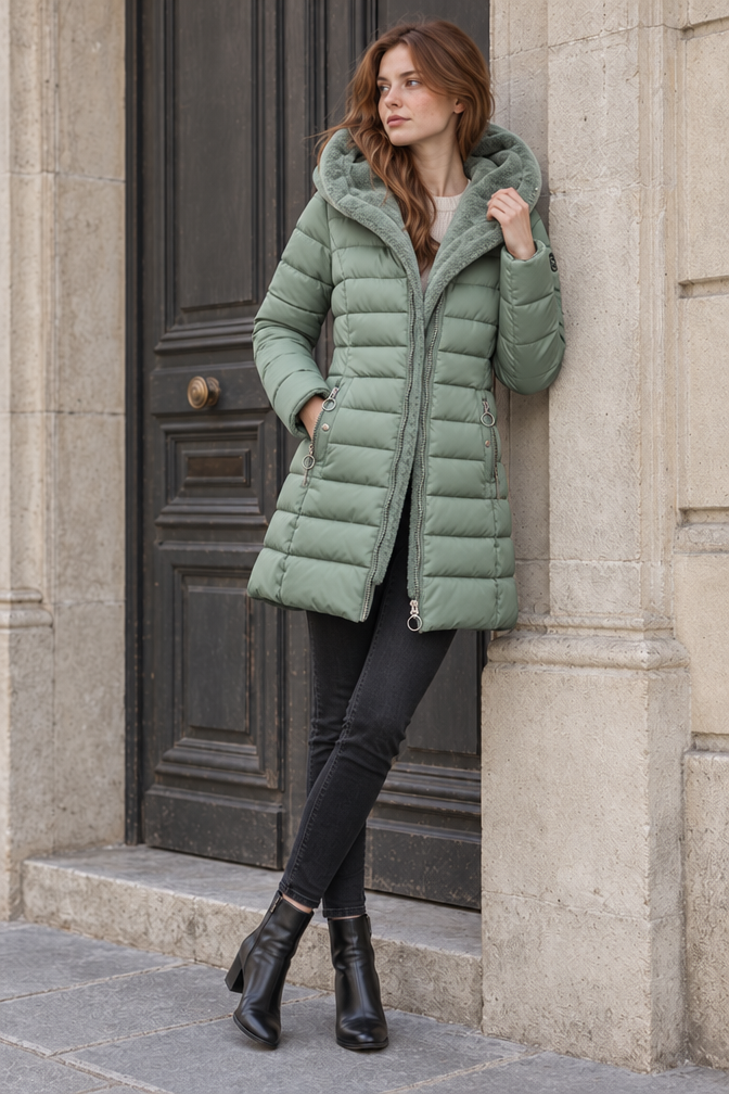 Elena Puffer Coat — Light Green