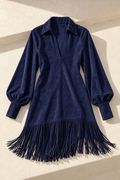 Esme Tassel Mini Dress — Navy Blue