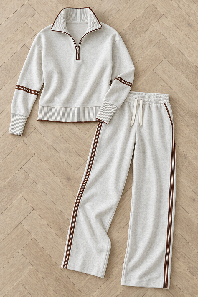 Women's Wide-Leg Pants and Fluid Blouse Two-Piece Set — White