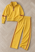 Women's Wide-Leg Pants and Fluid Blouse Two-Piece Set — Yellow