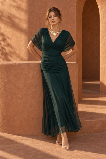 Farah Chiffon Maxi Dress — Green