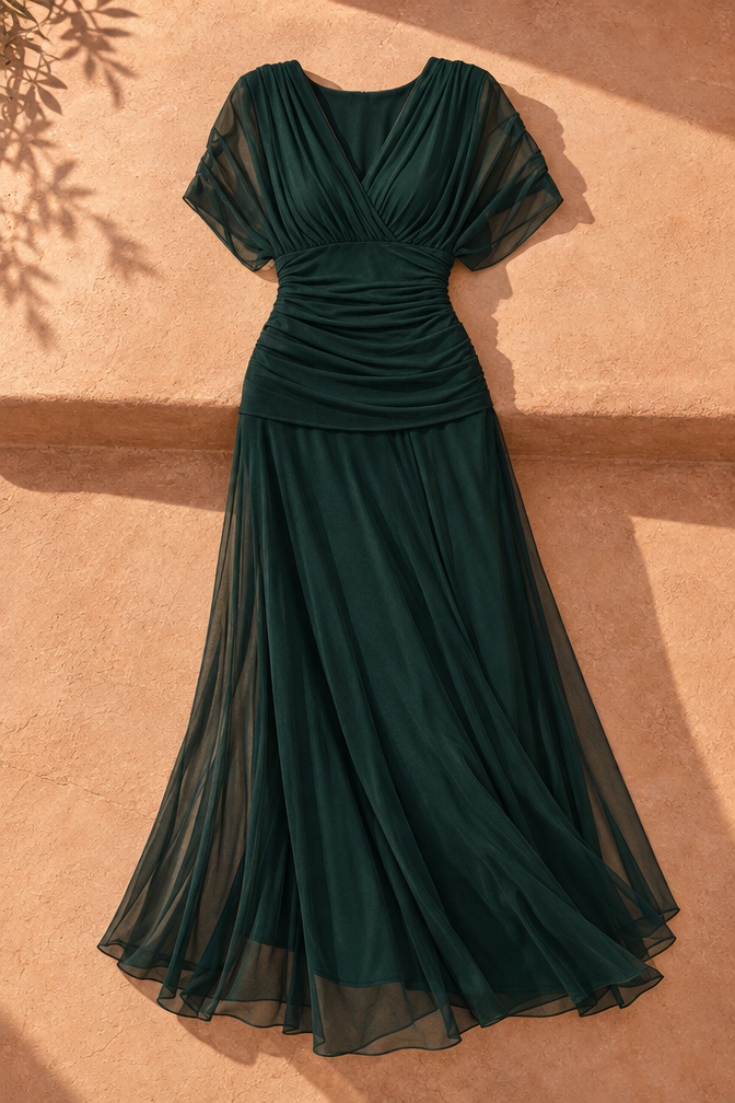 Farah Chiffon Maxi Dress — Green