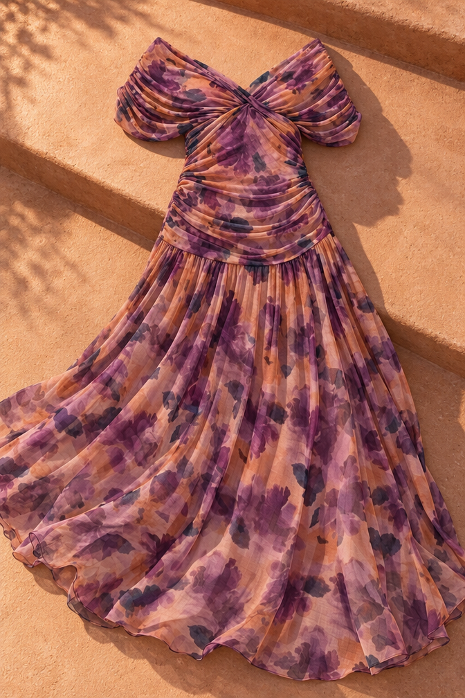 Farah Chiffon Maxi Dress — Enchanted Garden
