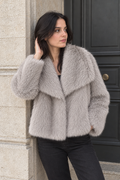 Georgina Cropped Faux Fur Jacket — Gray