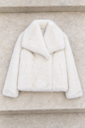 Georgina Cropped Faux Fur Jacket — White