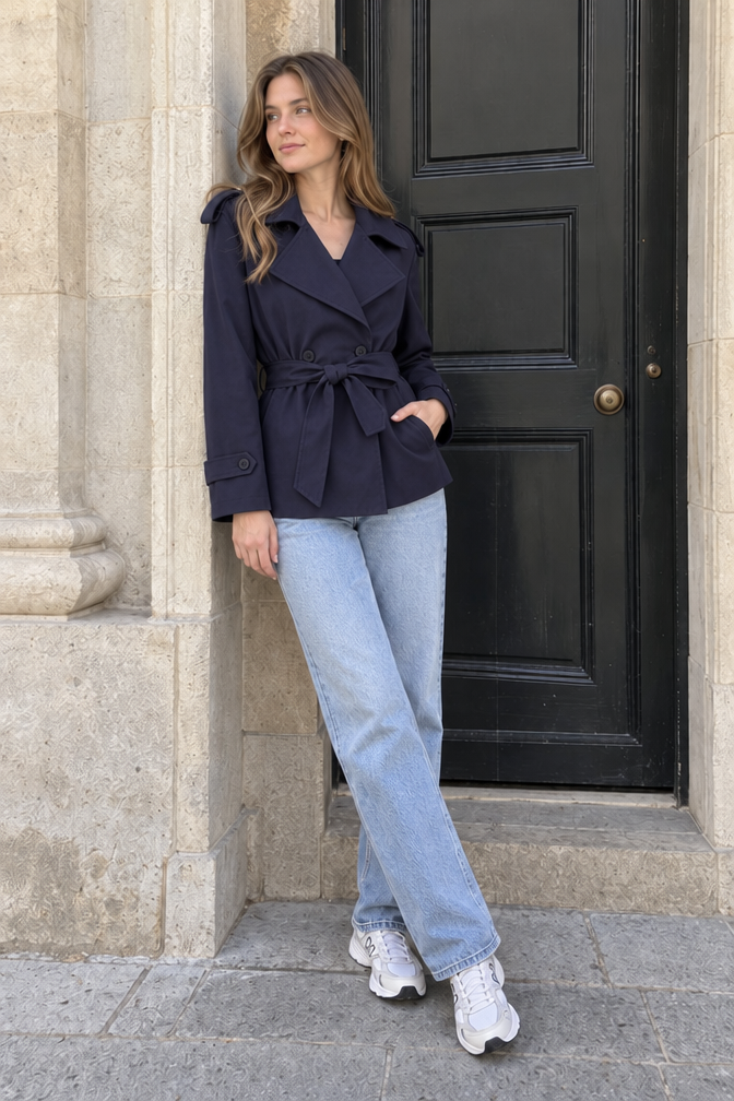 Ginevra Trench Coat — Navy