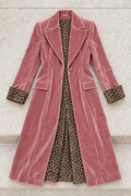 Ines Velvet Leopard Coat — Pink