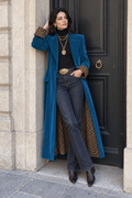 Ines Velvet Leopard Coat — Blue
