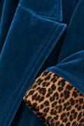 Ines Velvet Leopard Coat — Blue