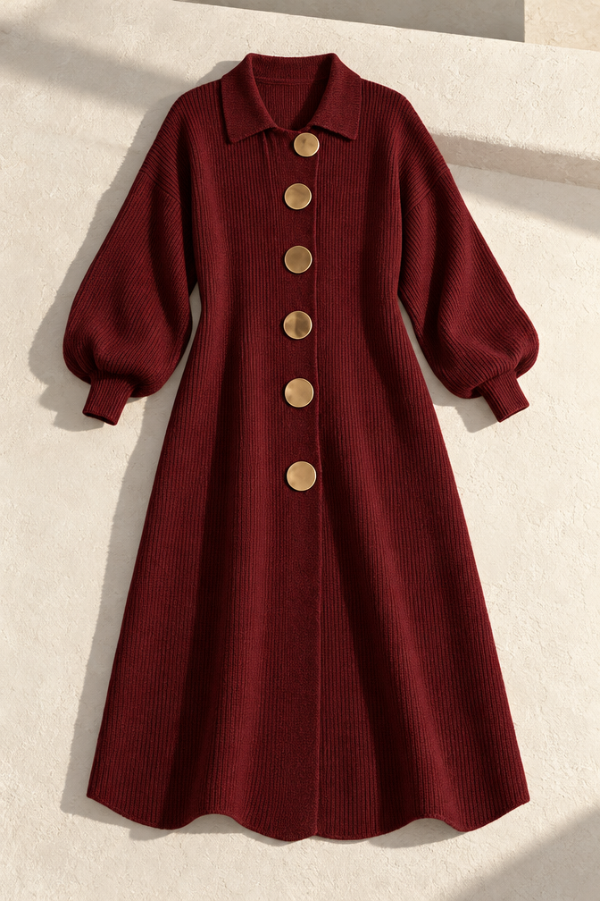 Juliette Sweater Dress — Wine Red