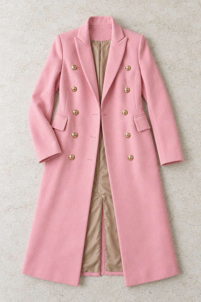 Women's Longline Double-Breasted Blazer — Pink