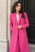 Women's Longline Double-Breasted Blazer — Magenta
