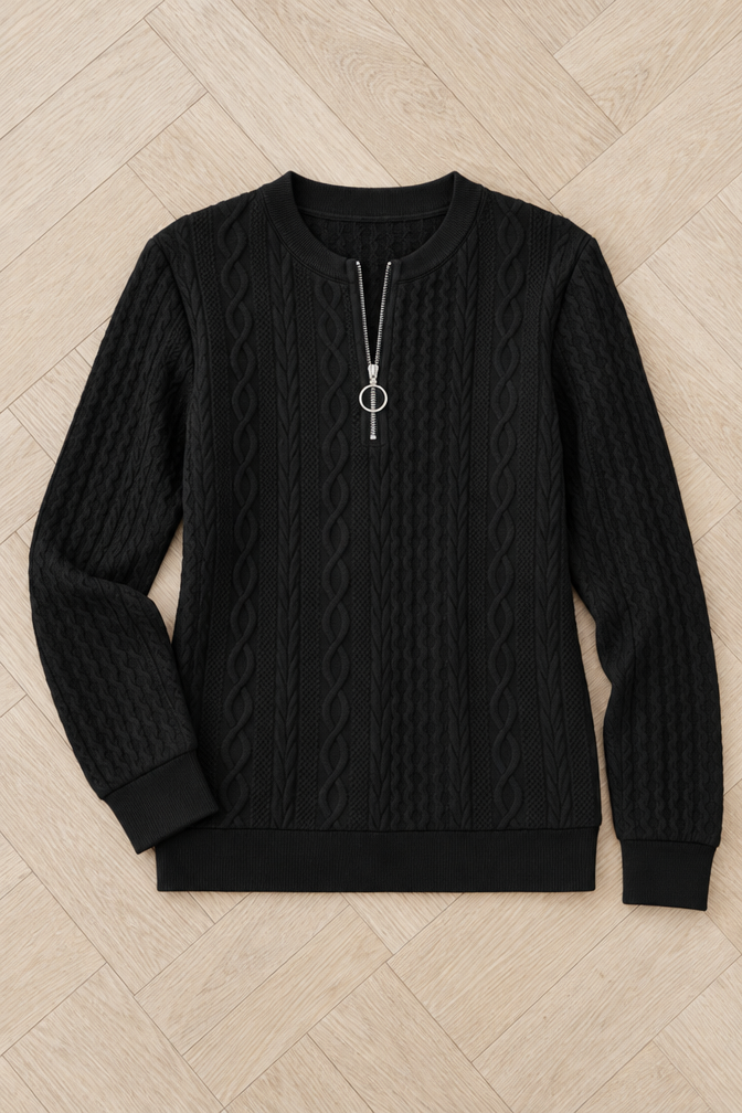 Katerina Zip Sweater — Black