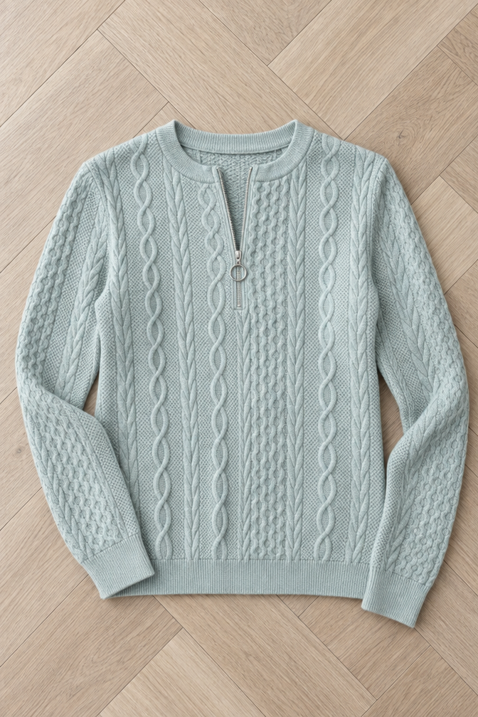 Katerina Zip Sweater — Grey