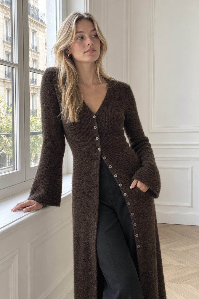 Laetitia Long Cardigan — Dark Brown