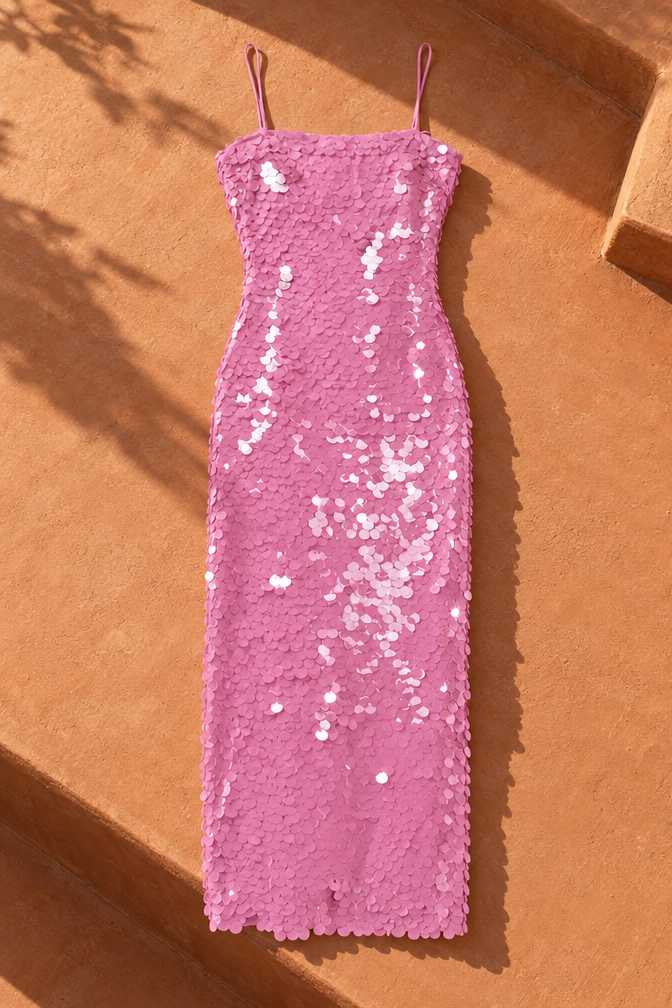 Letizia Sequin Maxi Dress — Rose