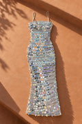 Letizia Sequin Maxi Dress — Silver