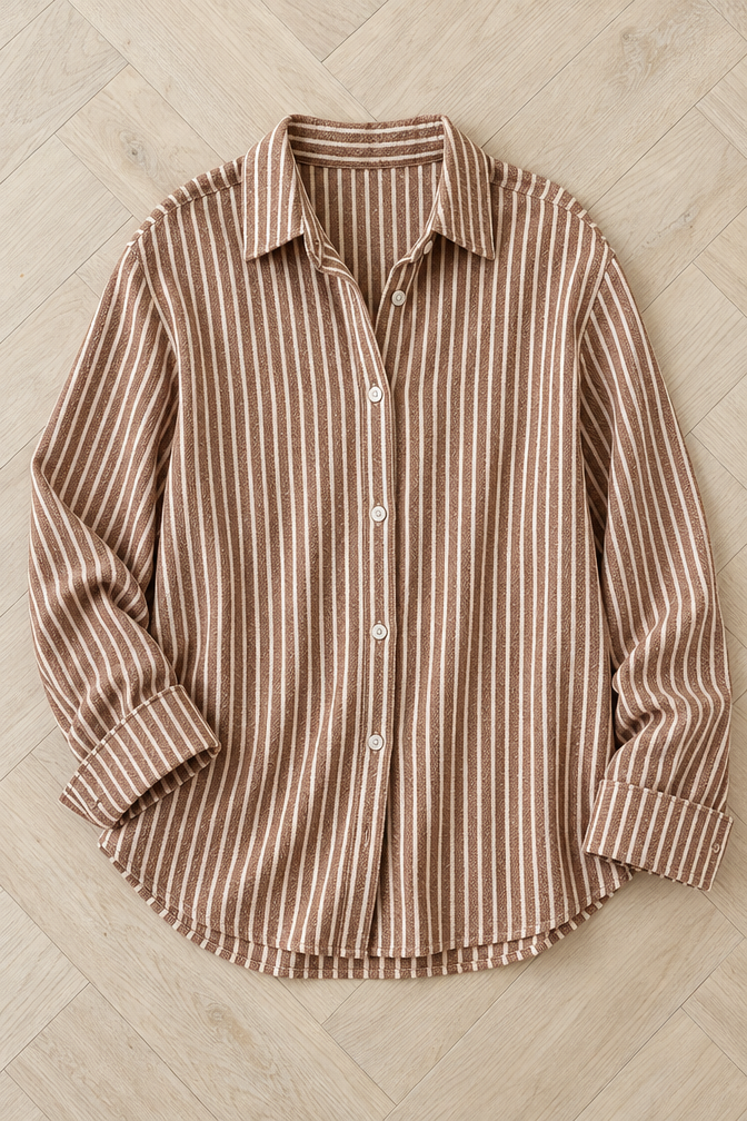 Mathilde Striped Blouse — Khaki