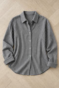 Mathilde Striped Blouse — Gray