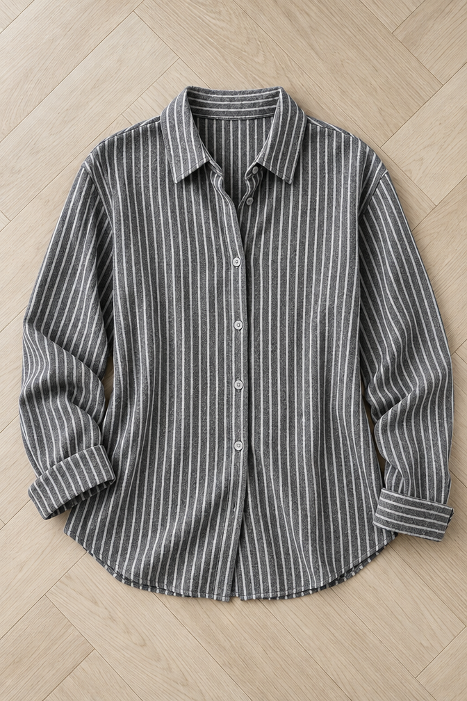 Mathilde Striped Blouse — Gray