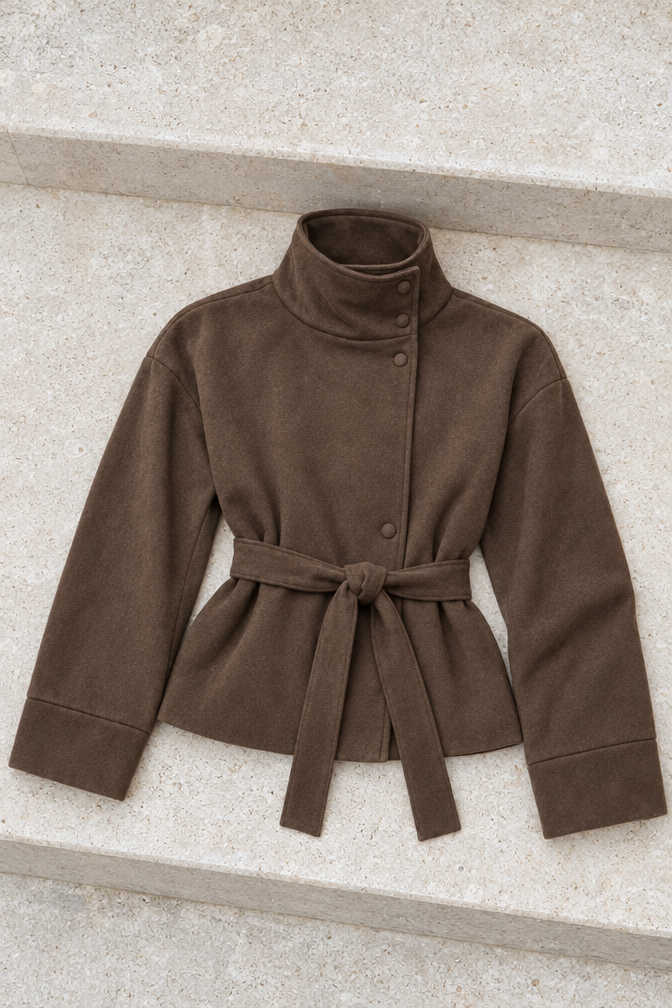 Milena Faux Suede Jacket — Brown