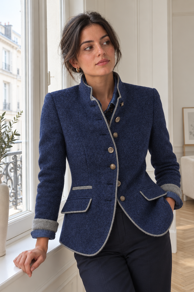 Roxanne Wool Blazer — Blue