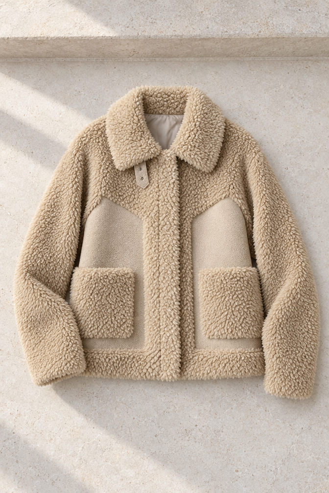 Simona Sherpa Jacket — Apricot