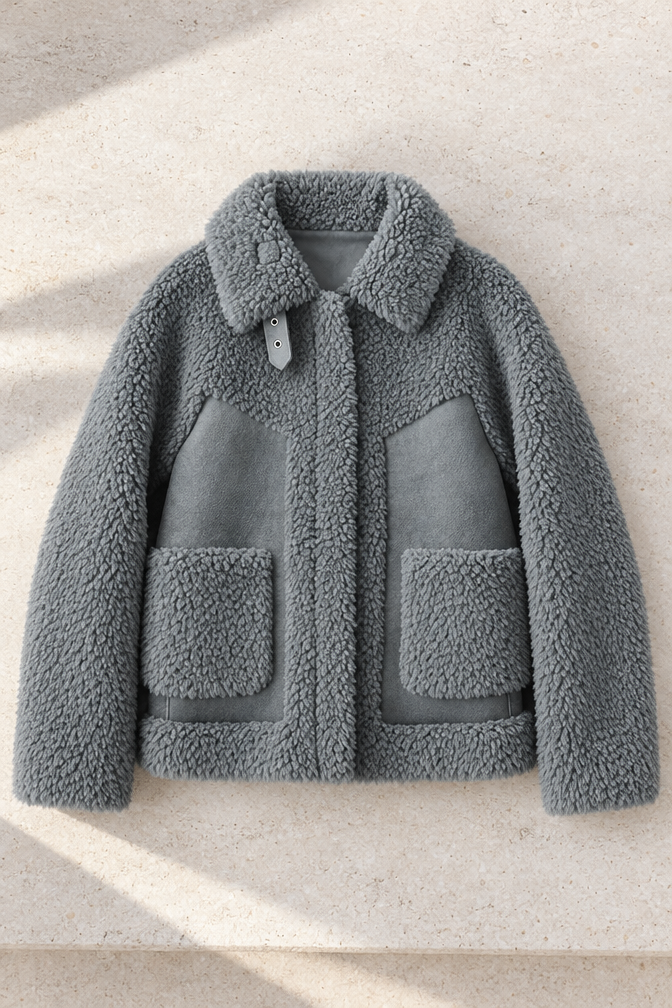 Simona Sherpa Jacket — Gray