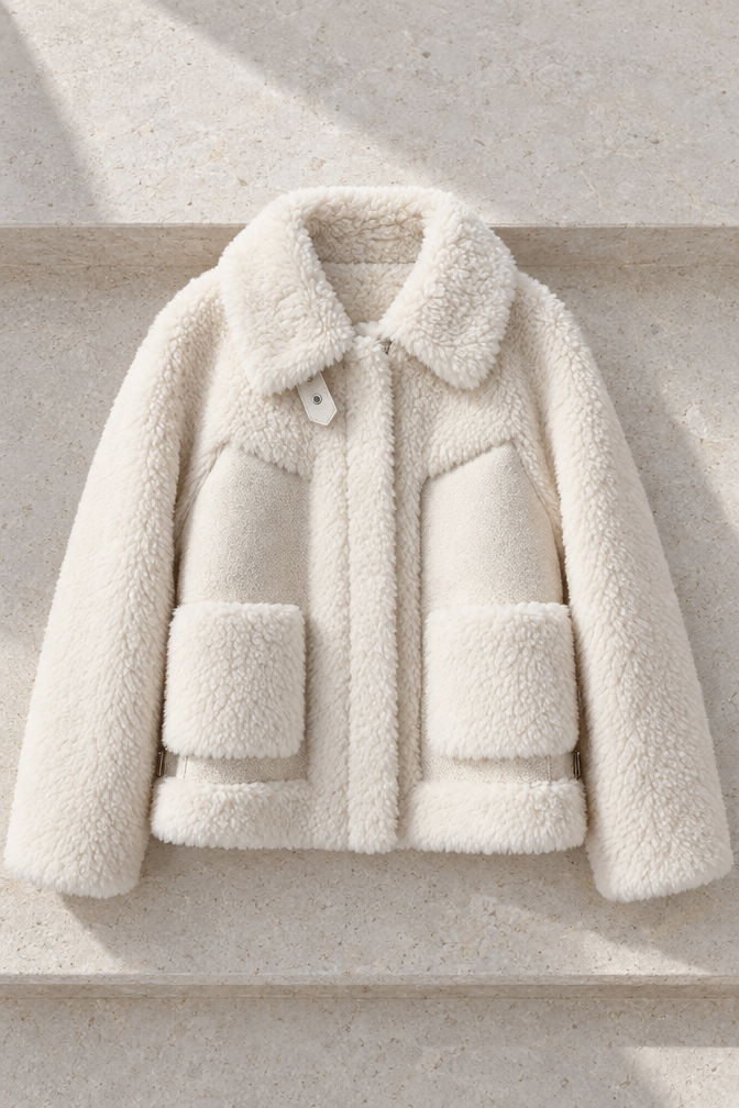 Simona Sherpa Jacket — Pearl