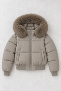 Theodora Puffer Jacket — Taupe