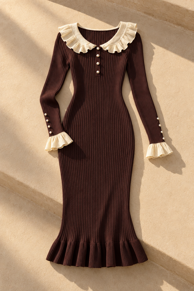 Vera Midi Dress — Brown