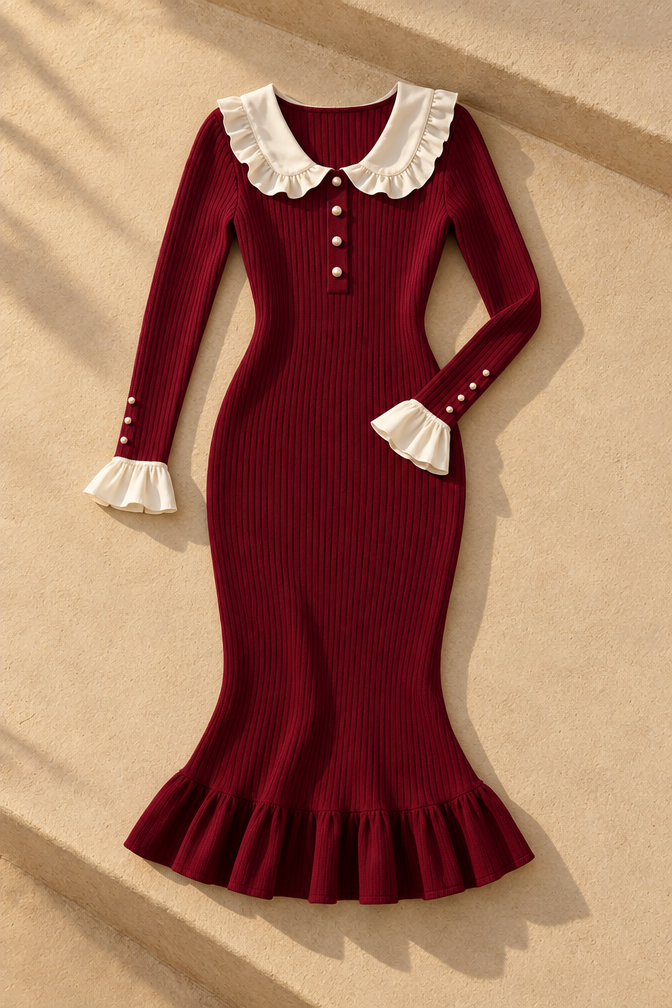 Vera Midi Dress — Burgundy