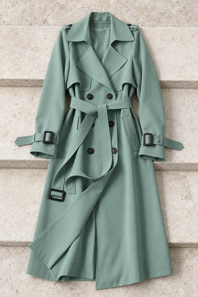Violetta Trenchcoat — Pastel Green