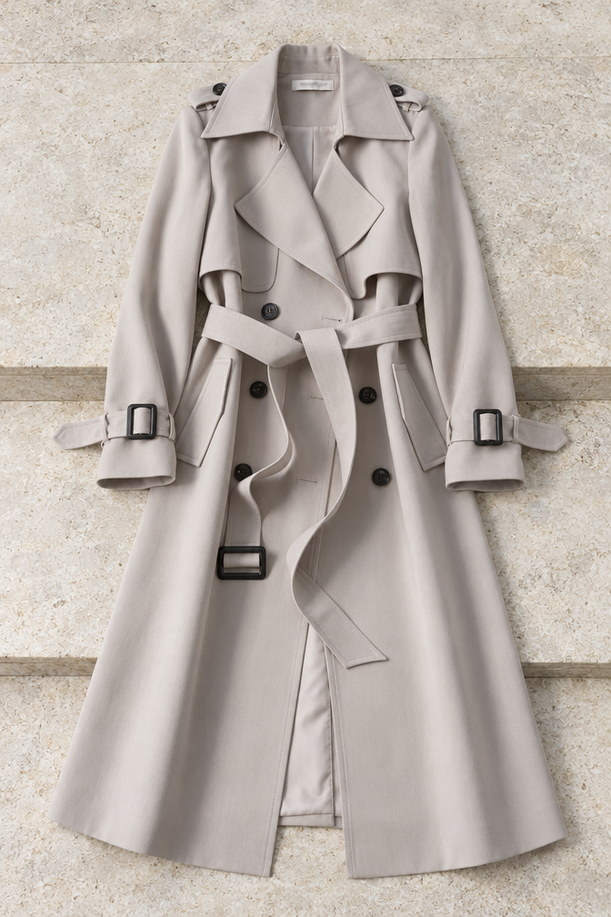 Violetta Trenchcoat — Creamy Gray
