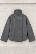 Alessandra Cropped Stand-Collar Jacket — Gray