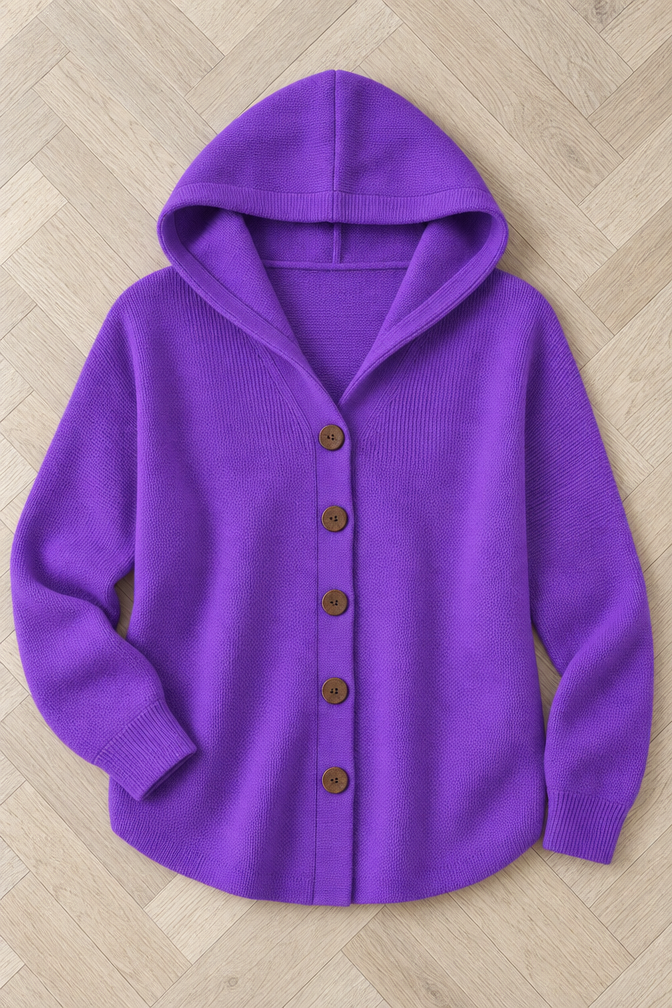 Allegra Hooded Cardigan — Purple