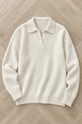 Alma Polo Sweater — White