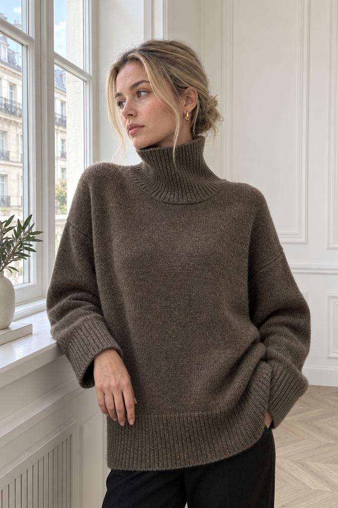 Annabel Turtleneck Sweater — Braun