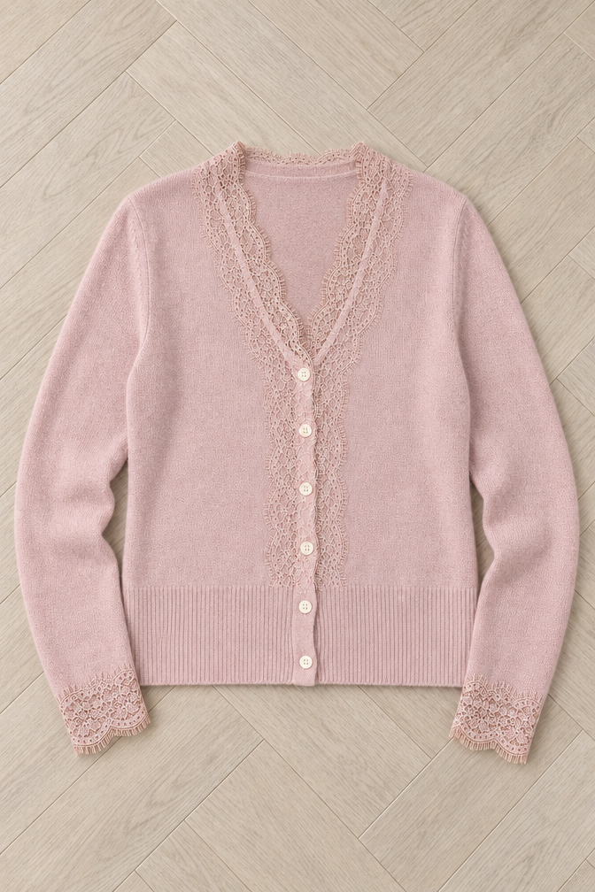Antonella Lace Cardigan — Pink